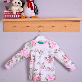 Büyük Çiçek Desenli Kız Bebek Eşofman Takımı %100 Pamuk