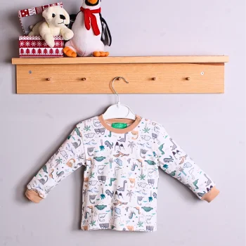 Dinazor Desenli Erkek Bebek Eşofman Takımı %100 Pamuk