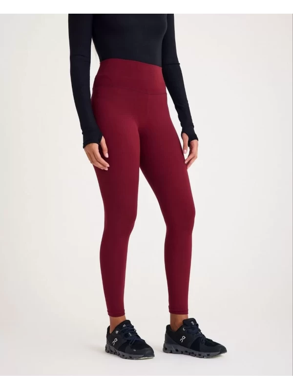Nonofit Yüksek bel Düz Sporcu Tayt - Bordo