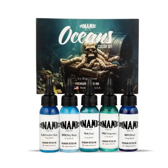 DYNAMIC- OCEANS SET Mavi Tonlar Dövme Boyası Seti 5x1oz/30ml