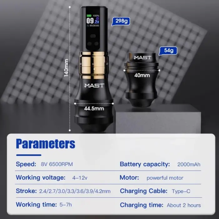 Mast Fold 2 Pro Gold With Single Battery - Kablosuz Dövme Makinesi