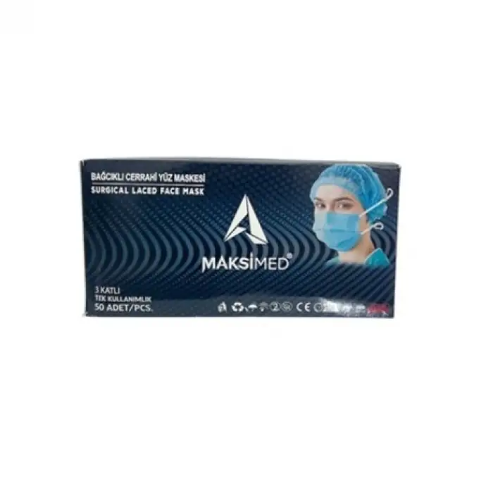 Maske 3 Katlı Filtreli Siyah (50 Adet)