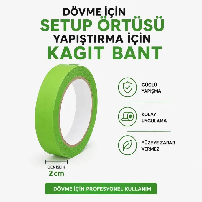 Renkli Kağıt Bant 20 mm X 20 mt Yeşil