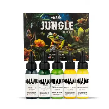 DYNAMIC- JUNGLE SET Yeşil ve Sarı Tonlar Dövme Boyası Seti 5x1oz/30ml
