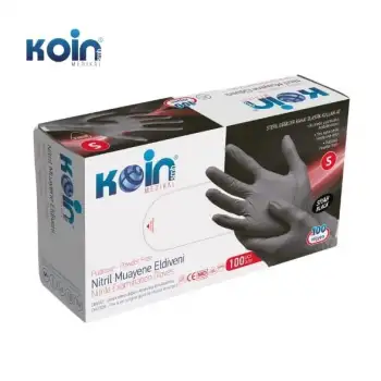 Koin Siyah Nitril Muayene Eldiveni - Small (100 Adet)