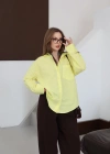 Klasik Kesim Saf Pamuk Poplin Gömlek Sarı
