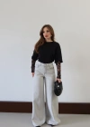 Yüksek Bel Extra Wide-Leg Jean Gri