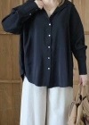 Dökümlü Oversize Modal Gömlek Siyah