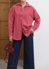 Çizgi Detaylı Gömlek Kırmızı