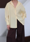 Dökümlü Oversize Modal Gömlek Sarı