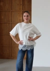Eteği Dantelli T-shirt Beyaz