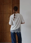 Eteği Dantelli T-shirt Beyaz