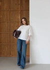 Yüksek Bel Wide Leg Jean Lacivert