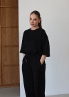 Balon Pantolonlu Tunik Takım Siyah