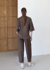 Balon Pantolonlu Tunik Takım Kahve