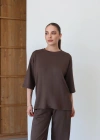 Balon Pantolonlu Tunik Takım Kahve