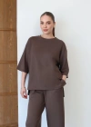 Balon Pantolonlu Tunik Takım Kahve