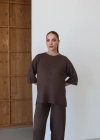 Balon Pantolonlu Tunik Takım Kahve
