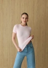 Bisiklet Yaka Kısa Kol Body Pembe