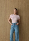 Bisiklet Yaka Kısa Kol Body Pembe