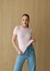 Bisiklet Yaka Kısa Kol Body Pembe