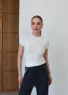 Bisiklet Yaka Kısa Kol Body Beyaz