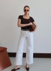 Kare Yaka Yarım Kol Body Kahve