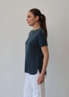 Detaylı Modal T-Shirt Petrol