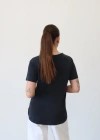 Detaylı Modal T-Shirt Siyah