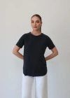 Detaylı Modal T-Shirt Siyah