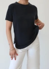 Detaylı Modal T-Shirt Siyah