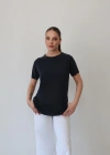 Detaylı Modal T-Shirt Siyah
