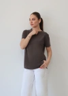 Detaylı Modal T-Shirt Kahve