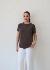 Detaylı Modal T-Shirt Kahve