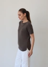 Detaylı Modal T-Shirt Kahve