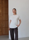 Detaylı Modal T-Shirt Ekru