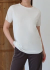 Detaylı Modal T-Shirt Ekru