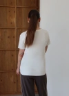 Detaylı Modal T-Shirt Ekru