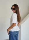 Arkası Bağlamalı Bluz Beyaz