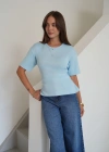 Arkası Bağlamalı Bluz Mavi