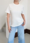 Bisiklet Yaka Basic T-Shirt Beyaz