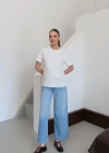 Bisiklet Yaka Basic T-Shirt Beyaz