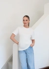 Bisiklet Yaka Basic T-Shirt Beyaz