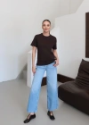 Bisiklet Yaka Basic T-Shirt Kahve