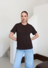 Bisiklet Yaka Basic T-Shirt Kahve