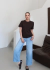 Bisiklet Yaka Basic T-Shirt Kahve