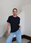 Bisiklet Yaka Basic T-Shirt Lacivert
