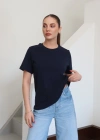 Bisiklet Yaka Basic T-Shirt Lacivert