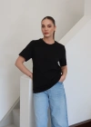 Bisiklet Yaka Basic T-Shirt Siyah