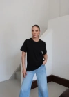 Bisiklet Yaka Basic T-Shirt Siyah